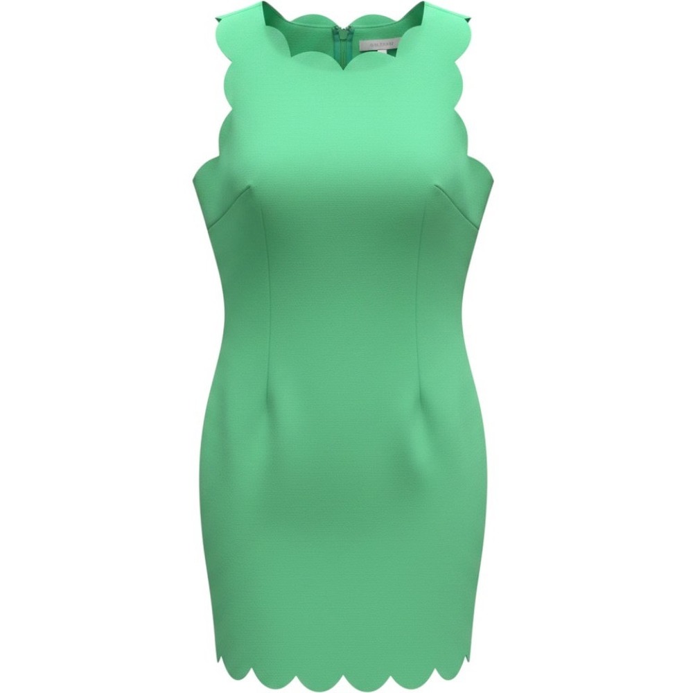 J.Crew Dress Women‎ 0 Green Scalloped Shift Mini Sleeveless B0313 Summer Party